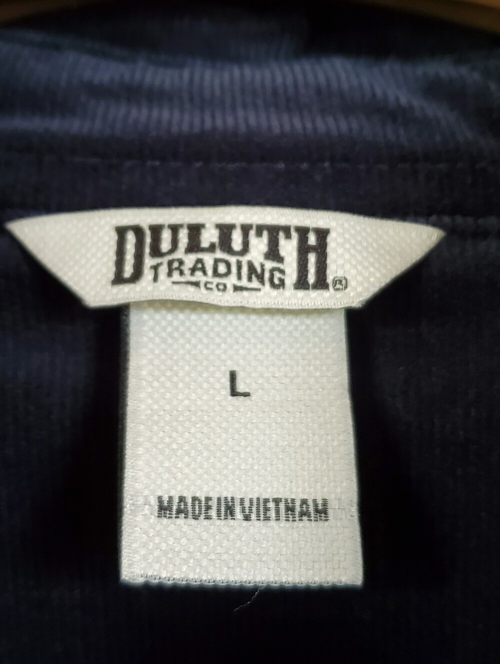 Duluth Trading Co Fine Wale Corduroy Popover Shirt Blouse Navy Blue Unisex - Picture 3 of 14